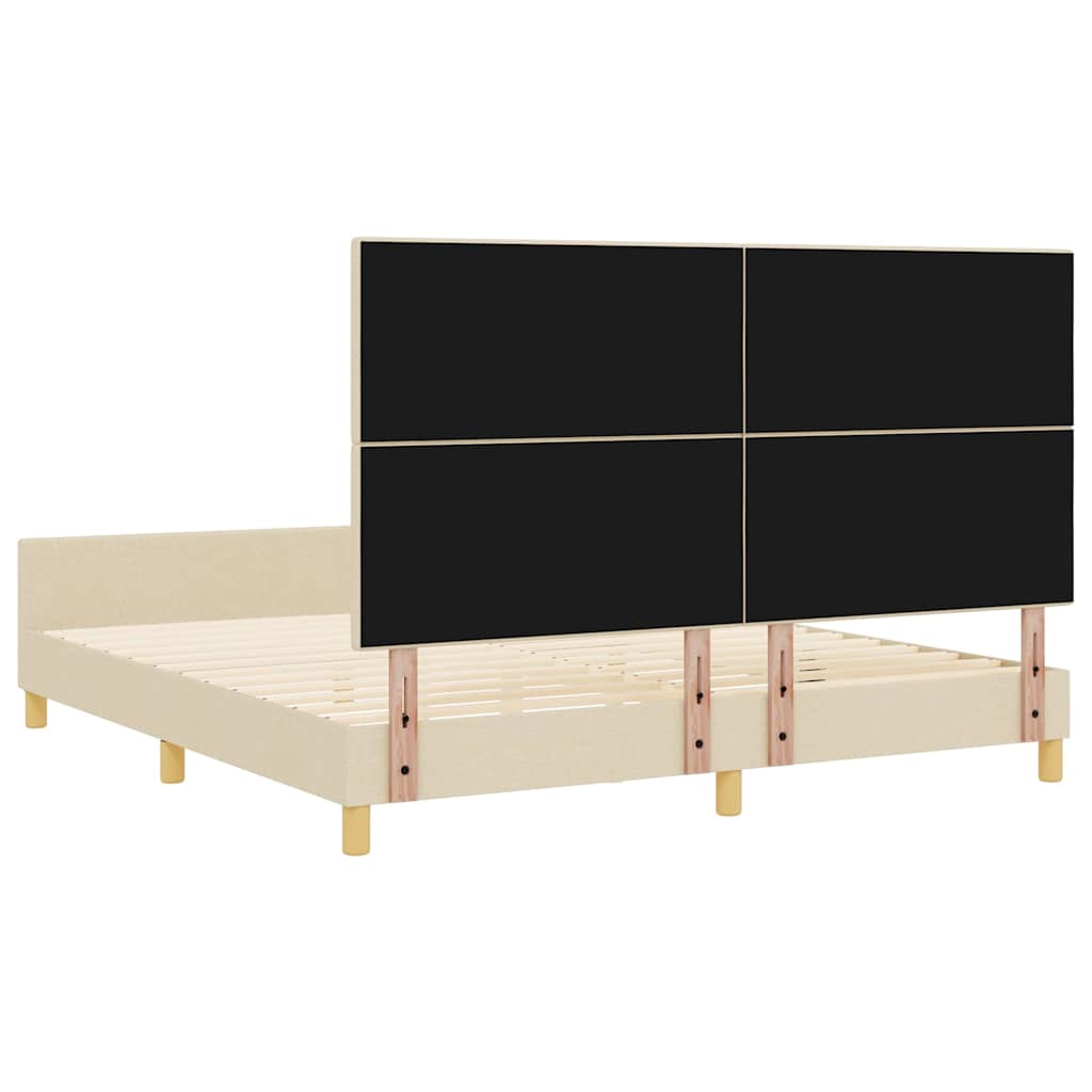 vidaXL Σκελετός Κρεβατιού με κεφαλάρι Κρεμ 180 x 200 cm ύφασμα