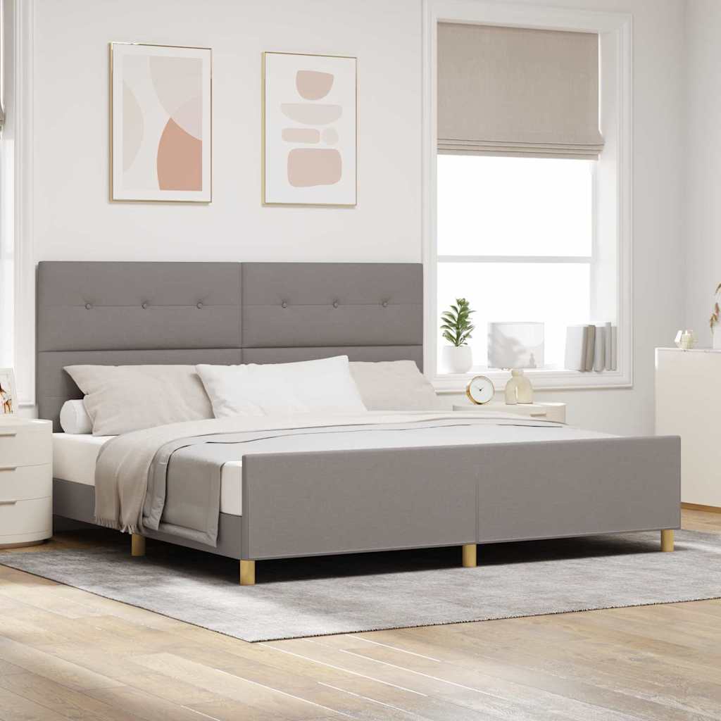 vidaXL Σκελετός Κρεβατιού με κεφαλάρι Taupe 200 x 200 cm ύφασμα