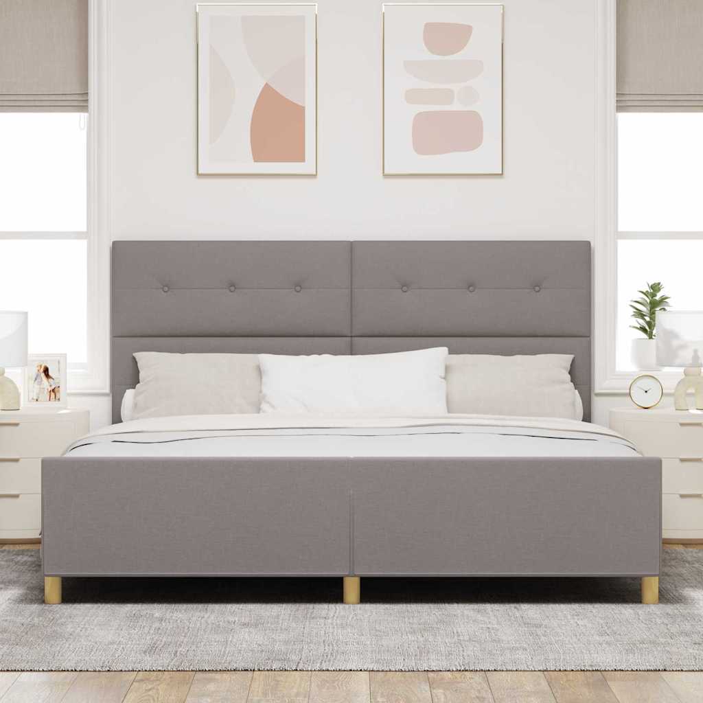vidaXL Σκελετός Κρεβατιού με κεφαλάρι Taupe 200 x 200 cm ύφασμα