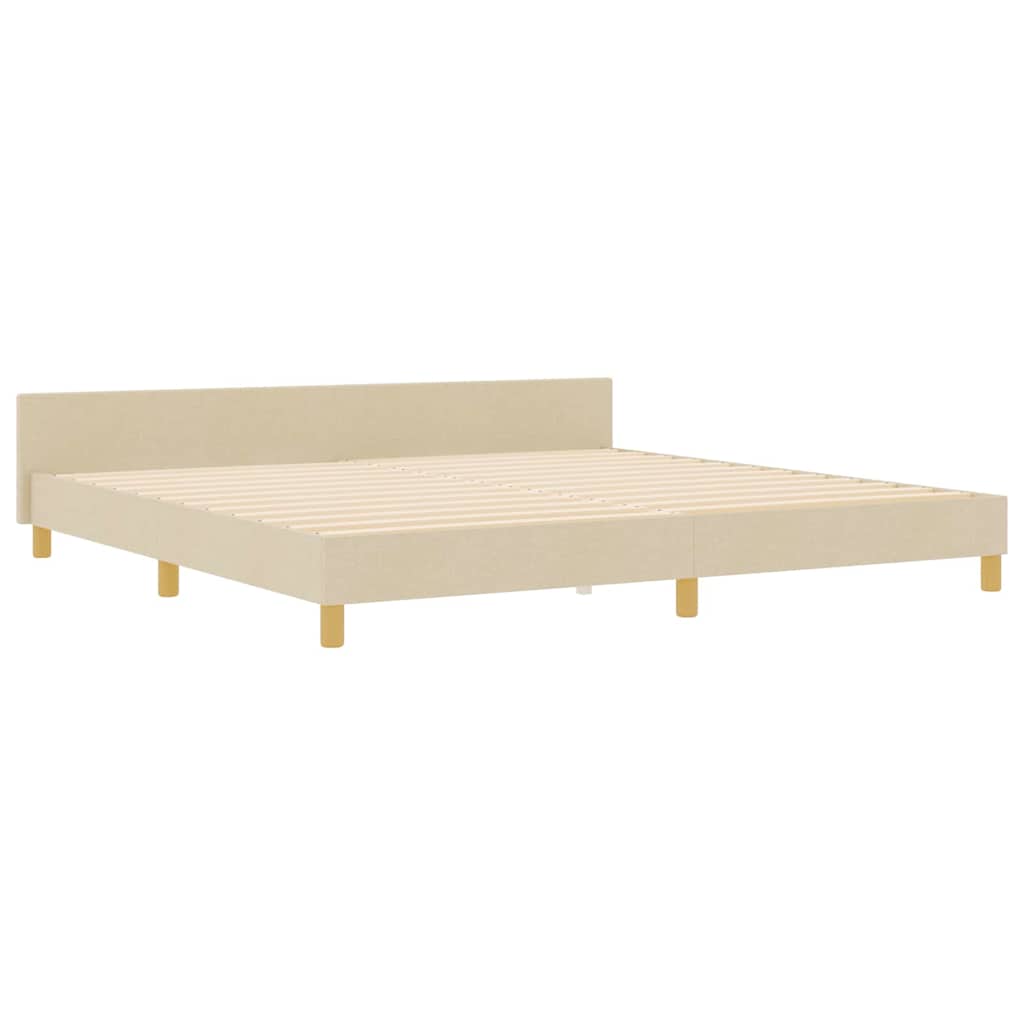 vidaXL Σκελετός Κρεβατιού με κεφαλάρι Κρεμ 200 x 200 cm ύφασμα