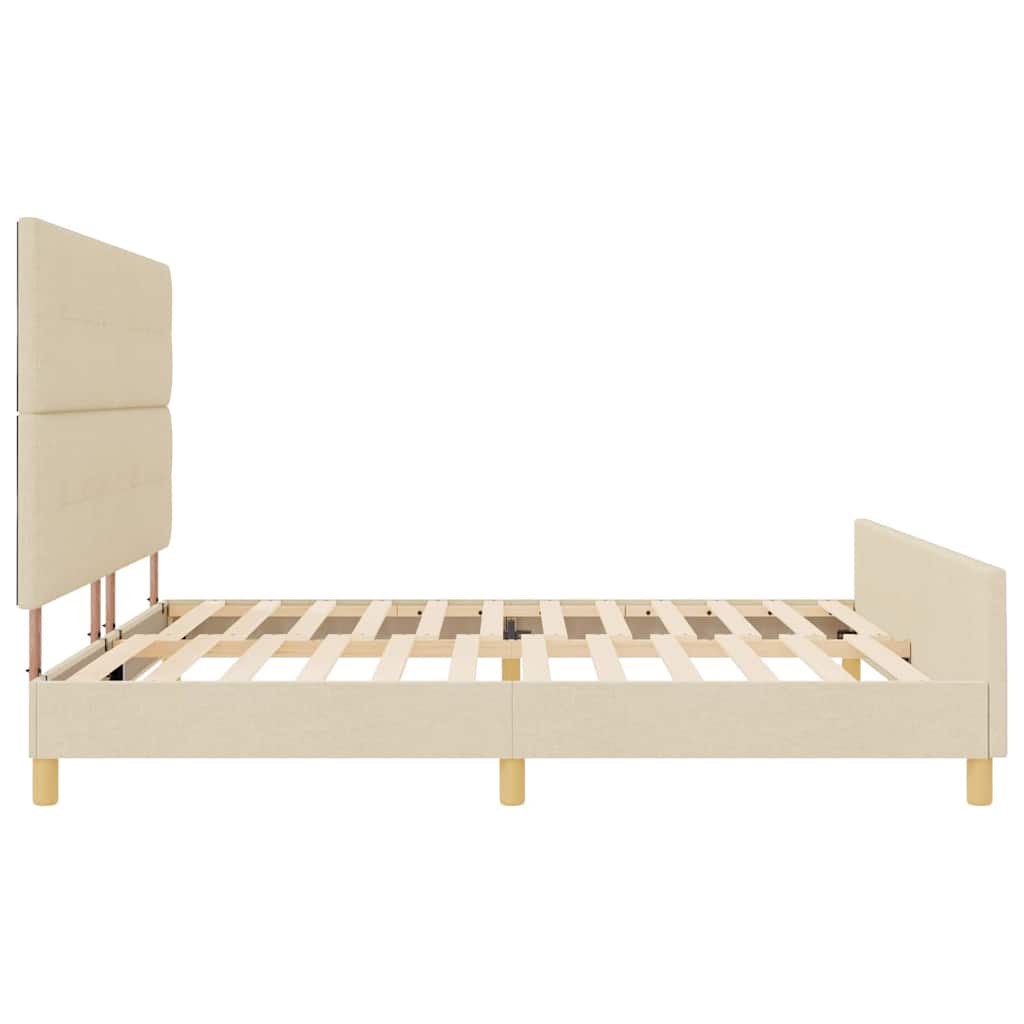 vidaXL Σκελετός Κρεβατιού με κεφαλάρι Κρεμ 200 x 200 cm ύφασμα