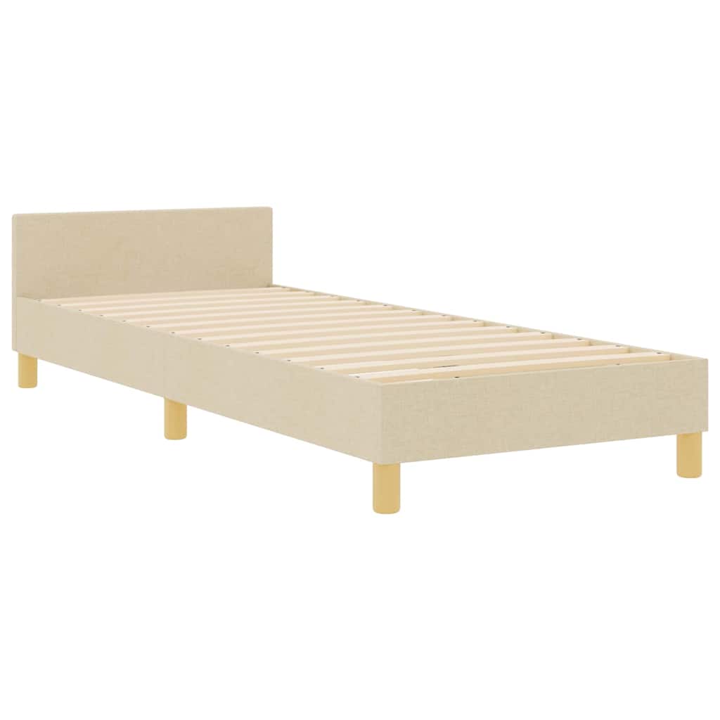 vidaXL Σκελετός Κρεβατιού με κεφαλάρι Κρεμ 80 x 200 cm ύφασμα