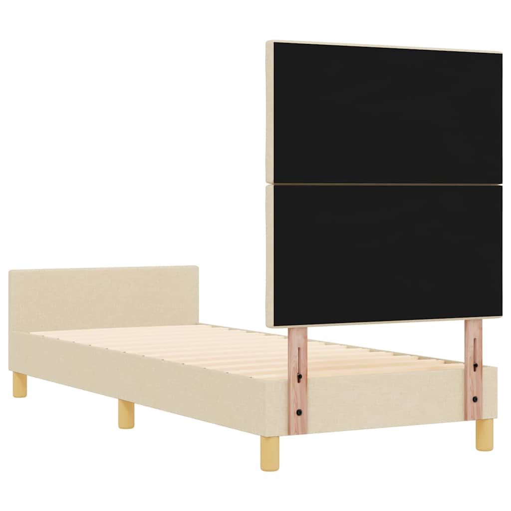vidaXL Σκελετός Κρεβατιού με κεφαλάρι Κρεμ 80 x 200 cm ύφασμα
