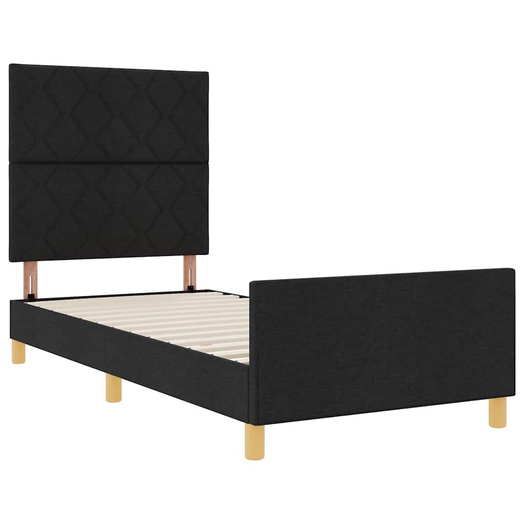 vidaXL Σκελετός Κρεβατιού με κεφαλάρι Μαύρο 90 x 190 cm ύφασμα