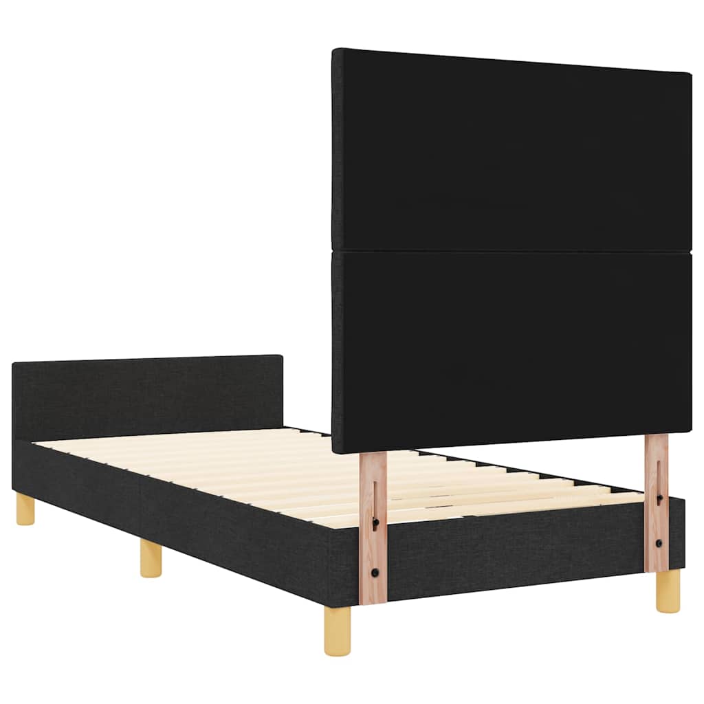 vidaXL Σκελετός Κρεβατιού με κεφαλάρι Μαύρο 90 x 190 cm ύφασμα