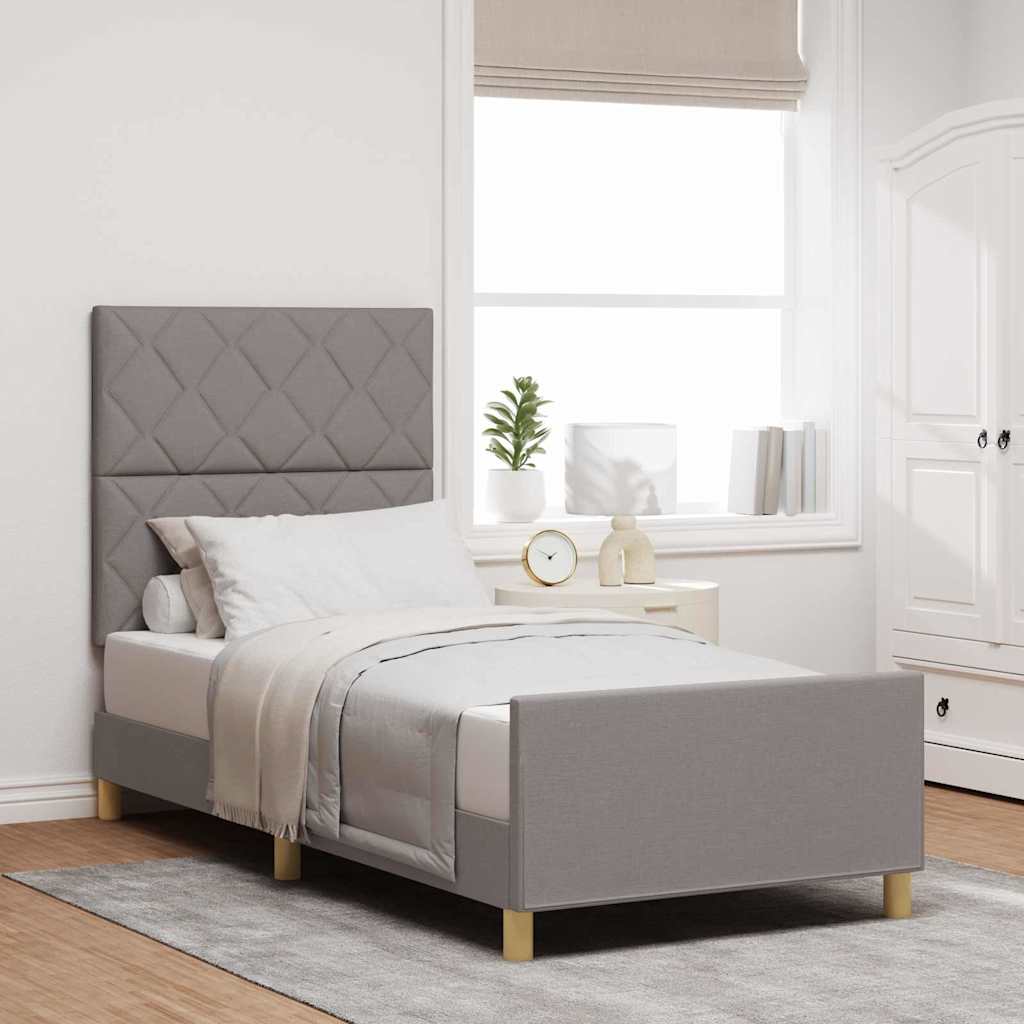 vidaXL Σκελετός Κρεβατιού με κεφαλάρι Taupe 90 x 190 cm ύφασμα