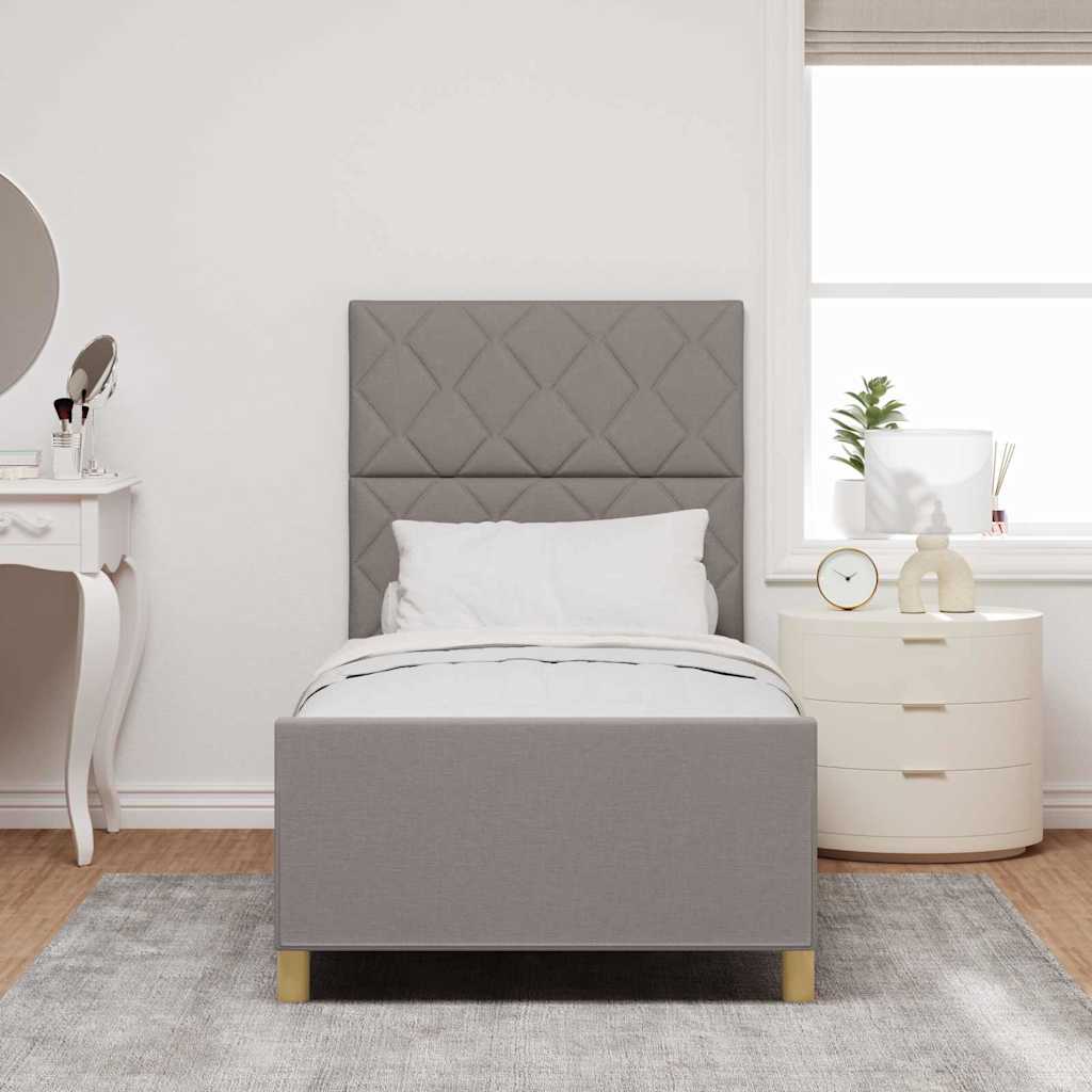 vidaXL Σκελετός Κρεβατιού με κεφαλάρι Taupe 90 x 190 cm ύφασμα