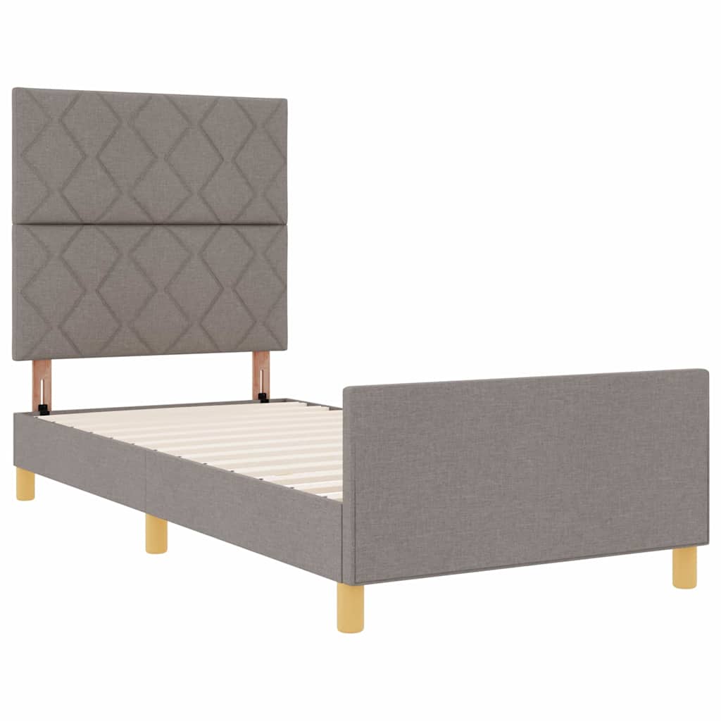 vidaXL Σκελετός Κρεβατιού με κεφαλάρι Taupe 90 x 190 cm ύφασμα