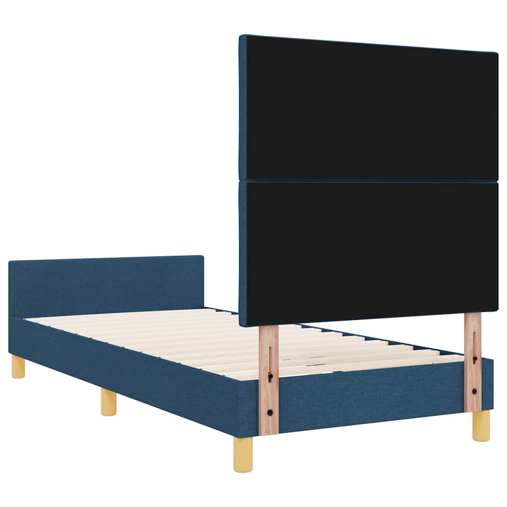vidaXL Σκελετός Κρεβατιού με κεφαλάρι Μπλε 90 x 190 cm ύφασμα