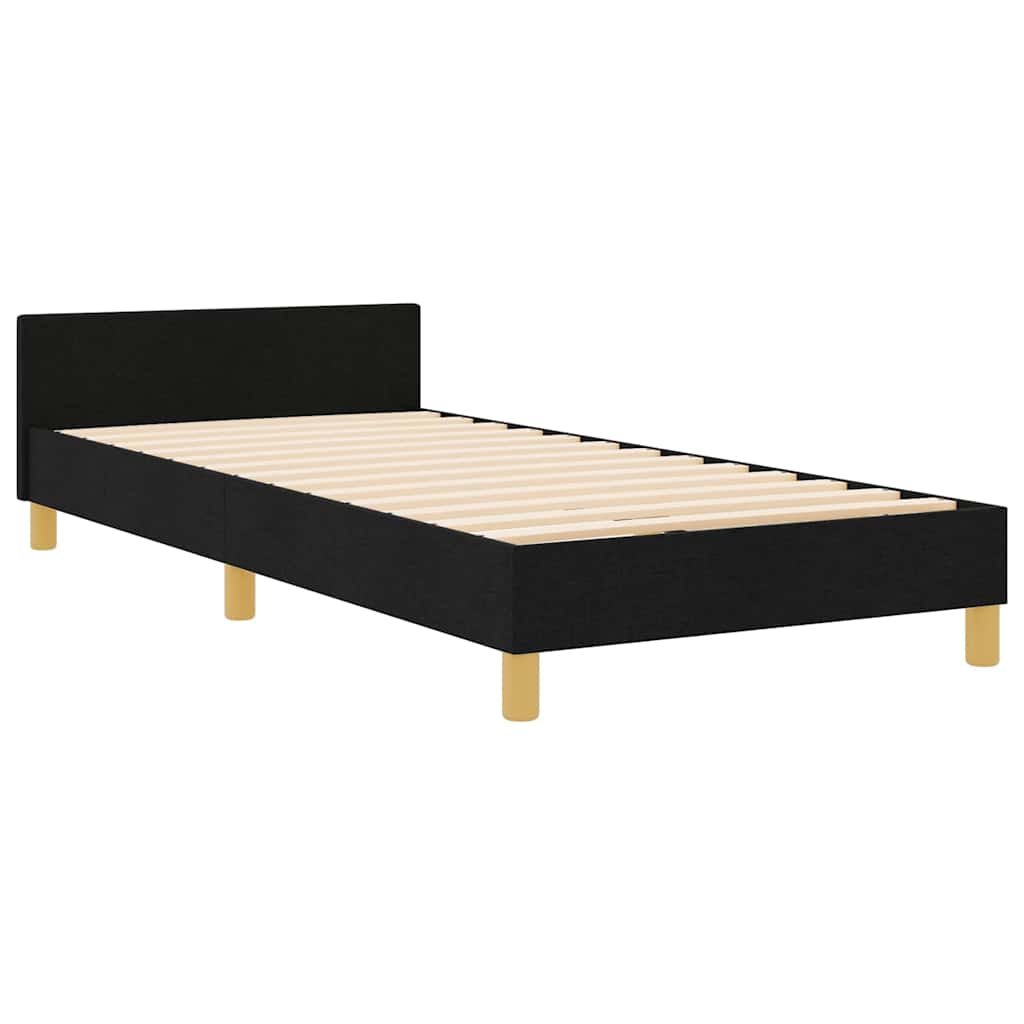 vidaXL Σκελετός Κρεβατιού με κεφαλάρι Μαύρο 90 x 200 cm ύφασμα
