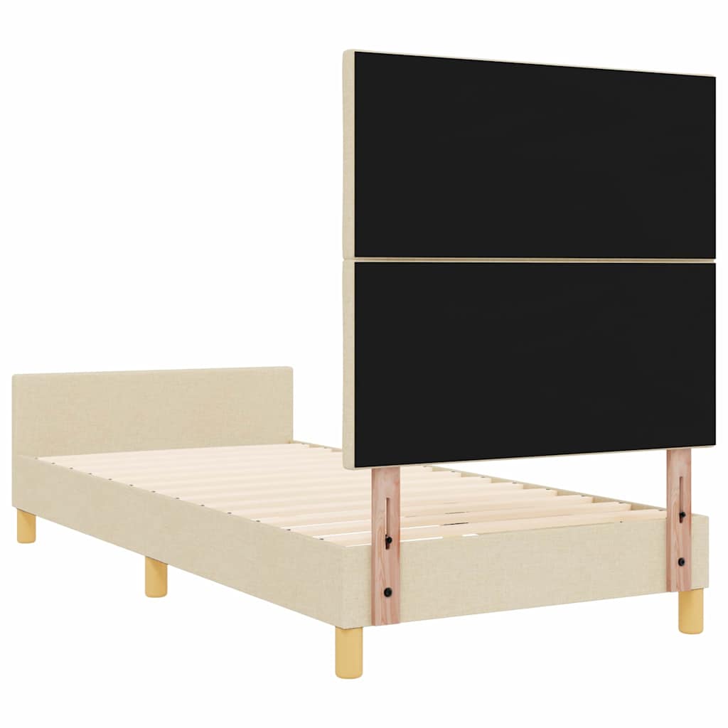 vidaXL Σκελετός Κρεβατιού με κεφαλάρι Κρεμ 100 x 200 cm ύφασμα
