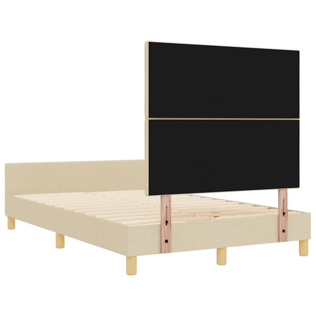 vidaXL Σκελετός Κρεβατιού με κεφαλάρι Κρεμ 120 x 200 cm ύφασμα