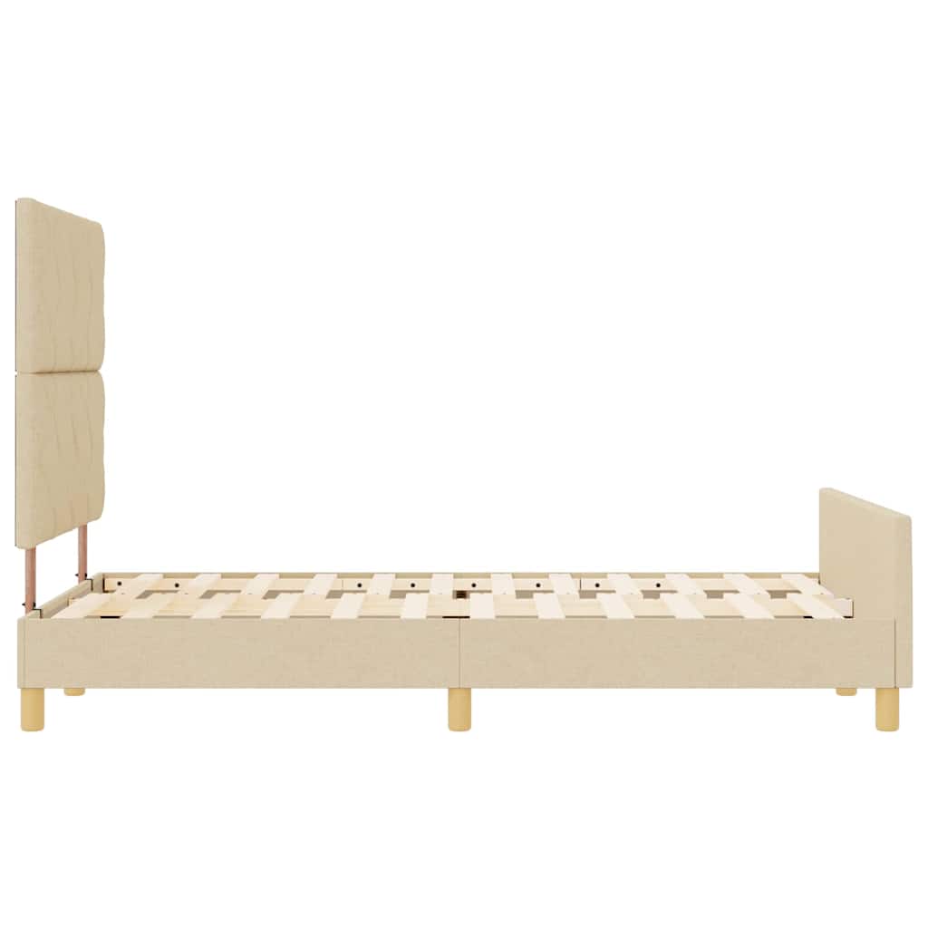 vidaXL Σκελετός Κρεβατιού με κεφαλάρι Κρεμ 120 x 200 cm ύφασμα