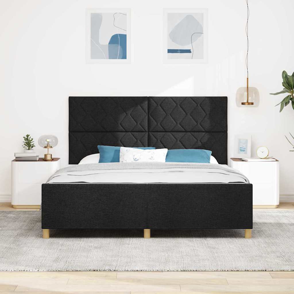 vidaXL Σκελετός Κρεβατιού με κεφαλάρι Μαύρο 180 x 200 cm ύφασμα