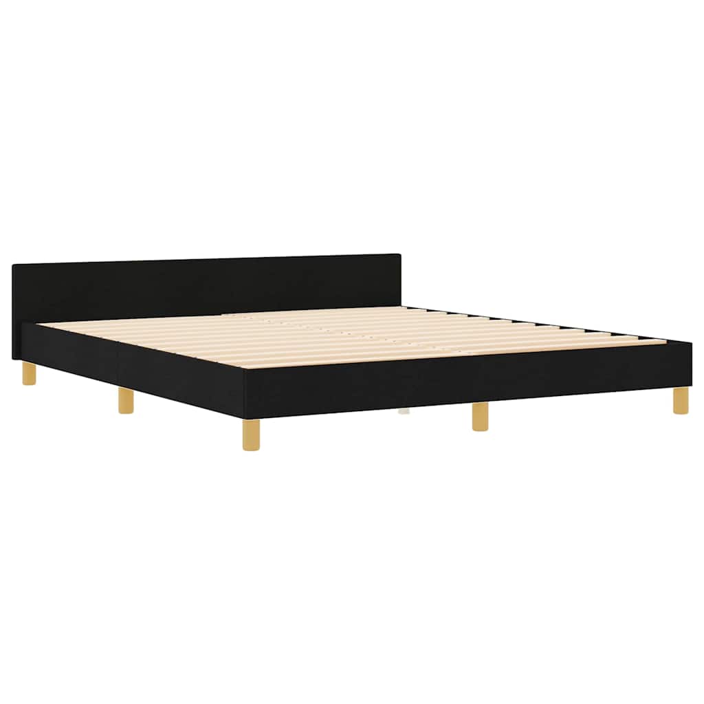 vidaXL Σκελετός Κρεβατιού με κεφαλάρι Μαύρο 180 x 200 cm ύφασμα