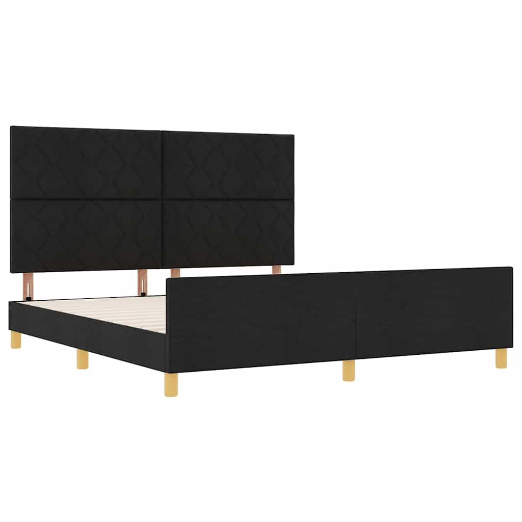 vidaXL Σκελετός Κρεβατιού με κεφαλάρι Μαύρο 180 x 200 cm ύφασμα