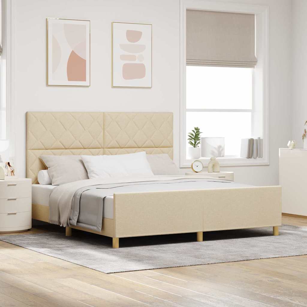 vidaXL Σκελετός Κρεβατιού με κεφαλάρι Κρεμ 180 x 200 cm ύφασμα