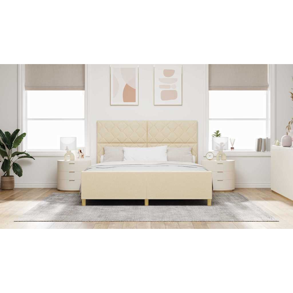 vidaXL Σκελετός Κρεβατιού με κεφαλάρι Κρεμ 180 x 200 cm ύφασμα