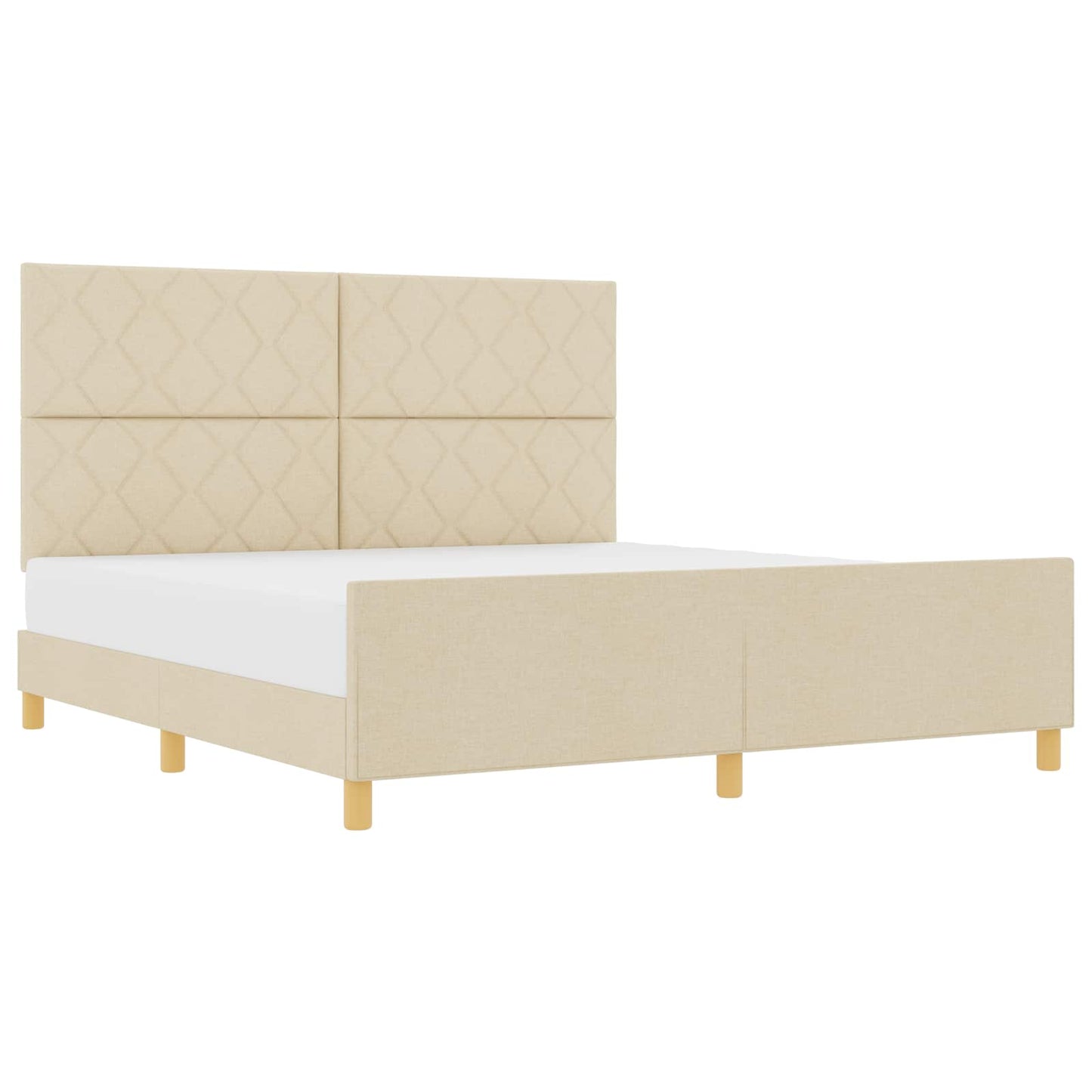 vidaXL Σκελετός Κρεβατιού με κεφαλάρι Κρεμ 180 x 200 cm ύφασμα