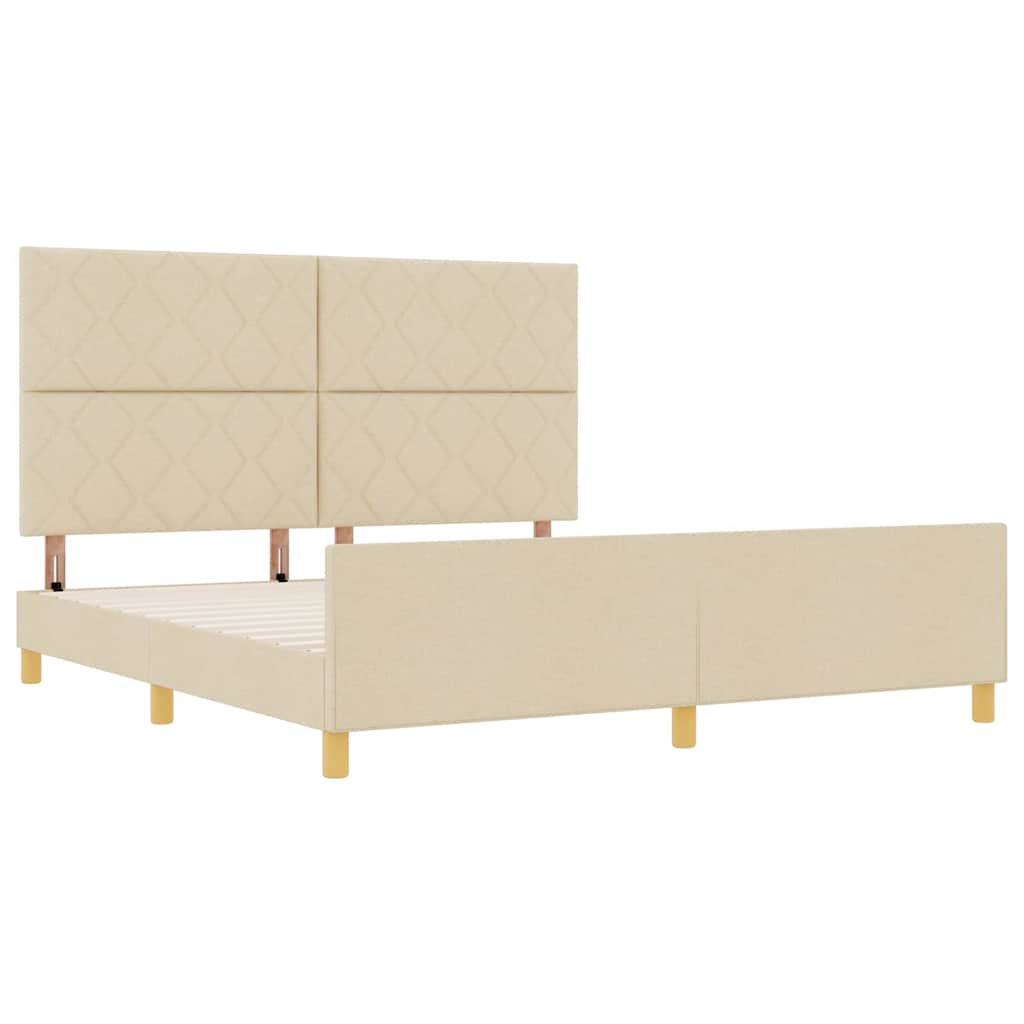 vidaXL Σκελετός Κρεβατιού με κεφαλάρι Κρεμ 180 x 200 cm ύφασμα
