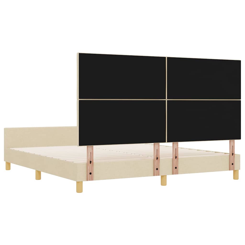 vidaXL Σκελετός Κρεβατιού με κεφαλάρι Κρεμ 180 x 200 cm ύφασμα