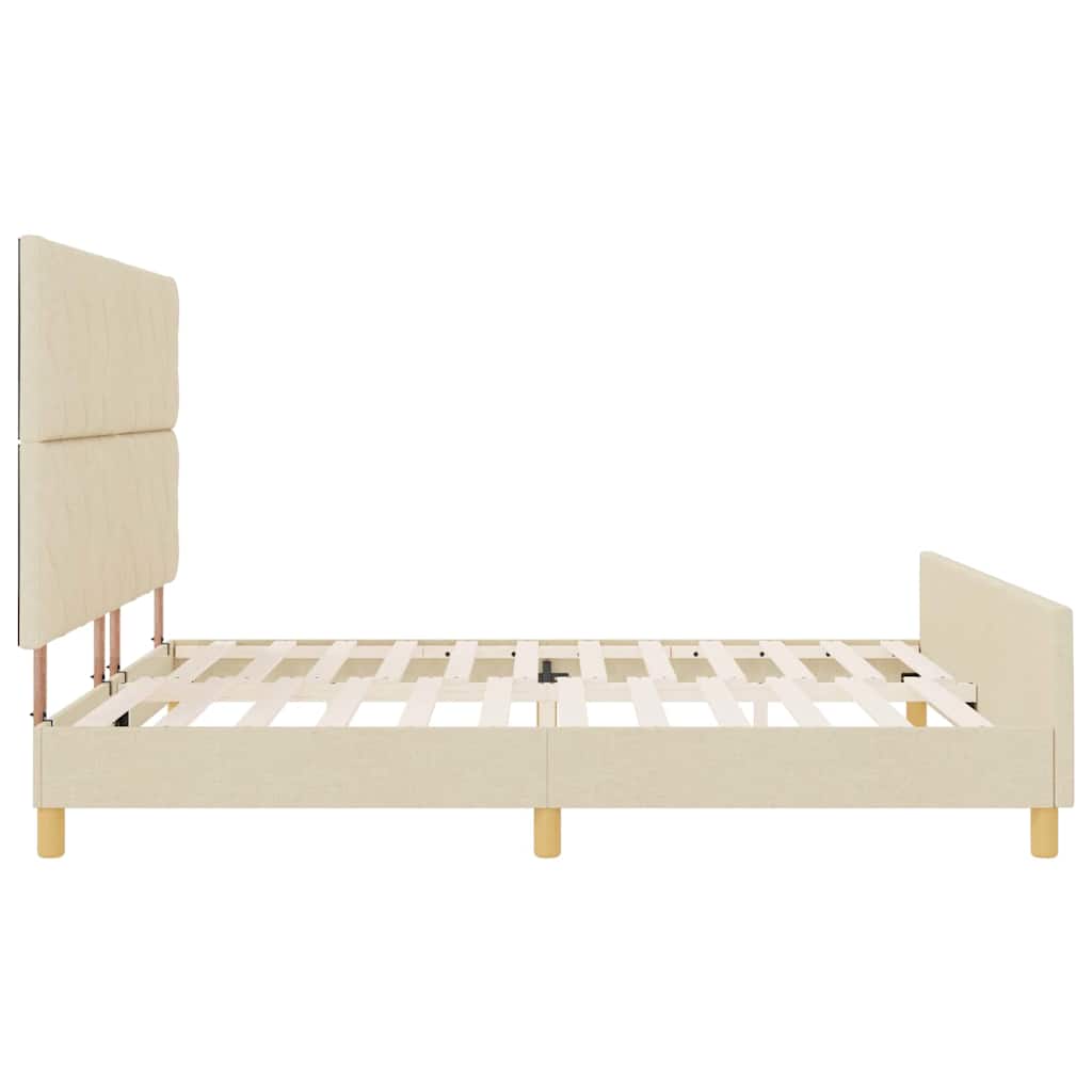 vidaXL Σκελετός Κρεβατιού με κεφαλάρι Κρεμ 180 x 200 cm ύφασμα