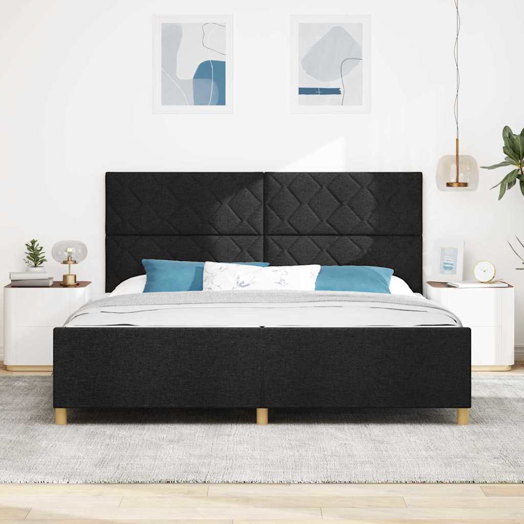 vidaXL Σκελετός Κρεβατιού με κεφαλάρι Μαύρο 200 x 200 cm ύφασμα