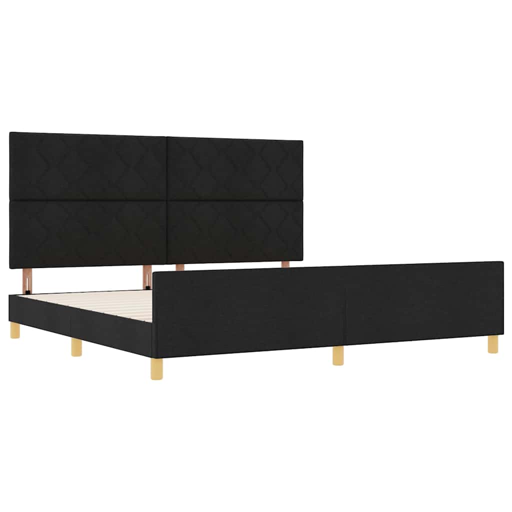 vidaXL Σκελετός Κρεβατιού με κεφαλάρι Μαύρο 200 x 200 cm ύφασμα
