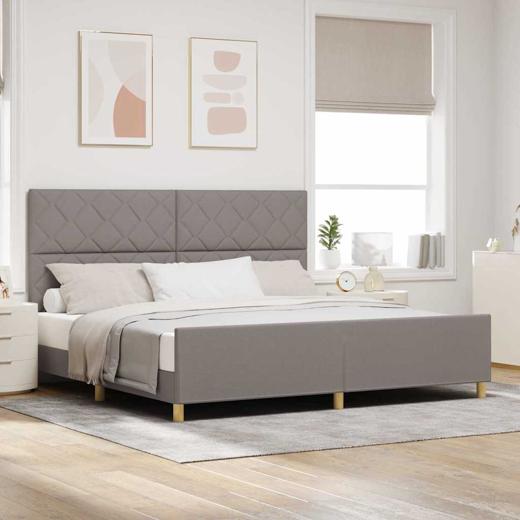 vidaXL Σκελετός Κρεβατιού με κεφαλάρι Taupe 200 x 200 cm ύφασμα