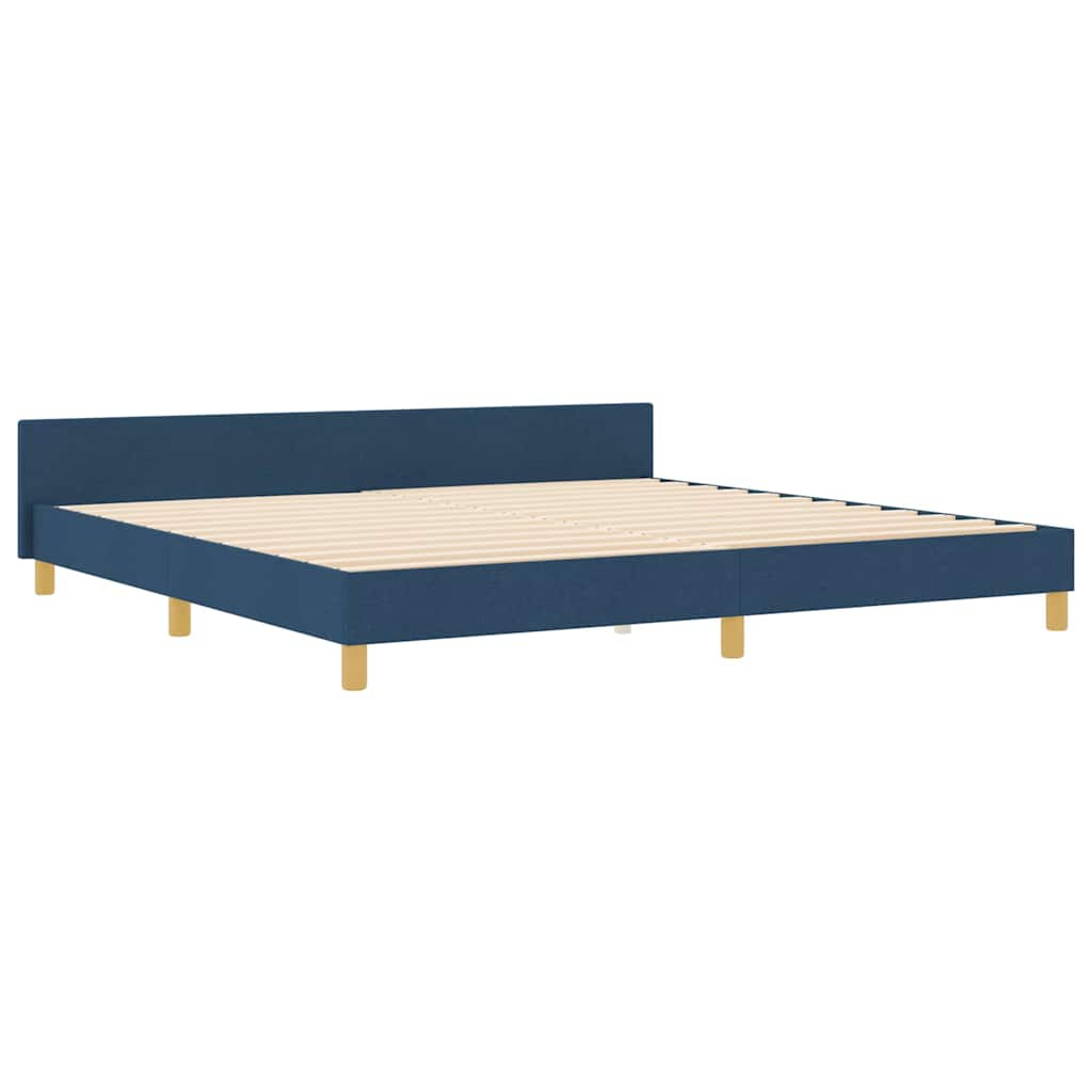 vidaXL Σκελετός Κρεβατιού με κεφαλάρι Μπλε 200 x 200 cm ύφασμα