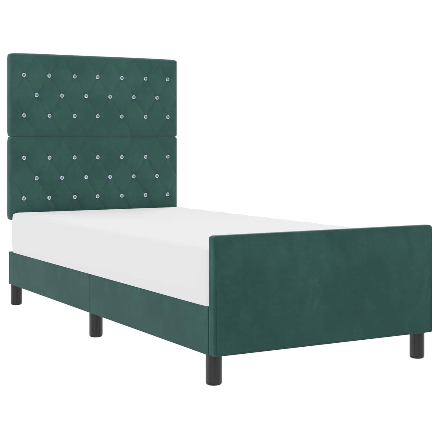 vidaXL Κρεβάτι με ελατήρια Σκούρο Πράσινο 90 x 190 cm Βελούδο