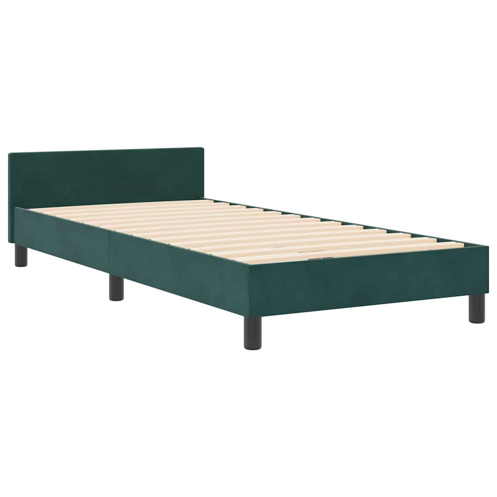 vidaXL Κρεβάτι με ελατήρια Σκούρο Πράσινο 90 x 200 cm Βελούδο