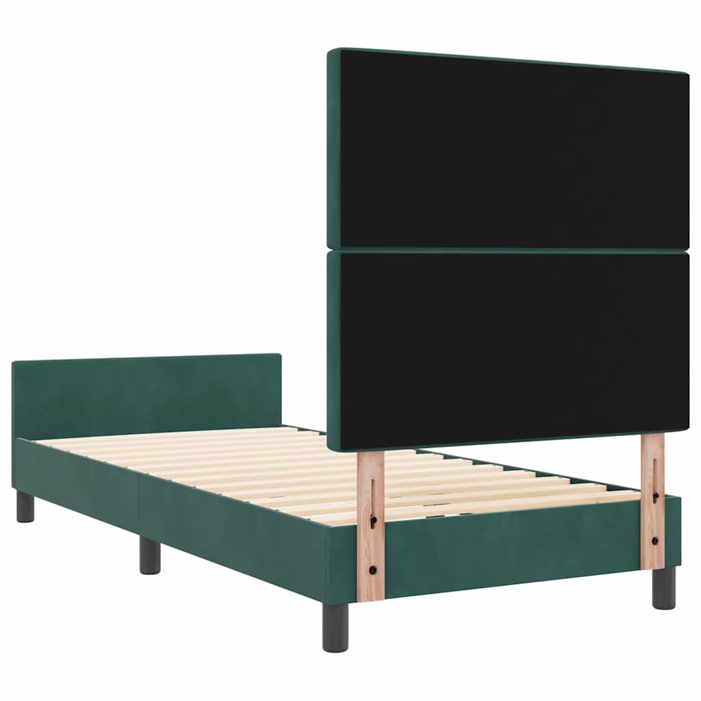 vidaXL Κρεβάτι με ελατήρια Σκούρο Πράσινο 90 x 200 cm Βελούδο