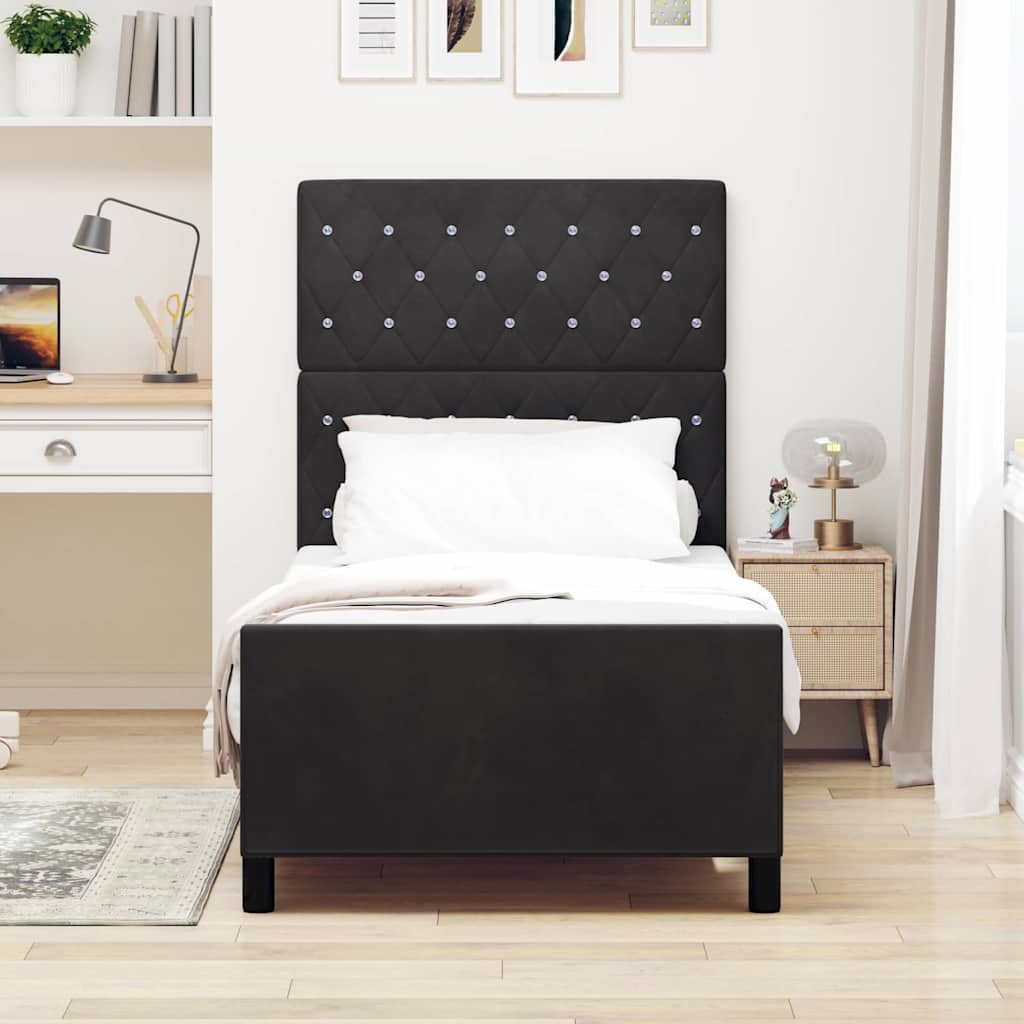 vidaXL Κρεβάτι με ελατήρια με κεφαλάρι Μαύρο 100 x 200 cm Βελούδο