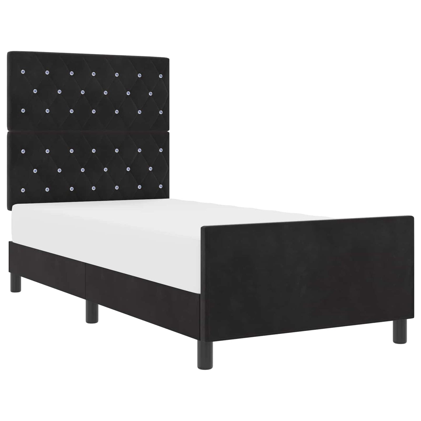 vidaXL Κρεβάτι με ελατήρια με κεφαλάρι Μαύρο 100 x 200 cm Βελούδο