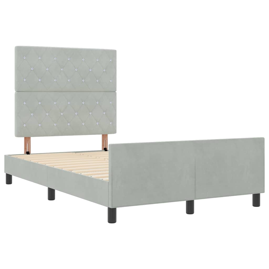 vidaXL Κρεβάτι με ελατήρια Ανοιχτό γκρι 120 x 200 cm Βελούδο