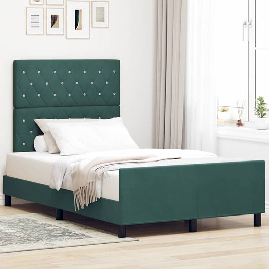 vidaXL Κρεβάτι με ελατήρια Σκούρο Πράσινο 120 x 200 cm Βελούδο