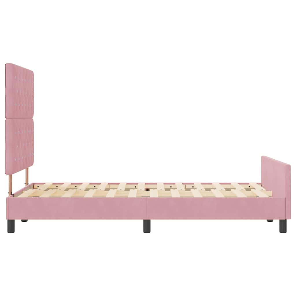 vidaXL Κρεβάτι με ελατήρια με κεφαλάρι Ροζ 120 x 200 cm Βελούδο