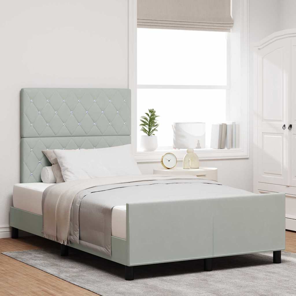 vidaXL Κρεβάτι με ελατήρια Ανοιχτό γκρι 120 x 200 cm Βελούδο