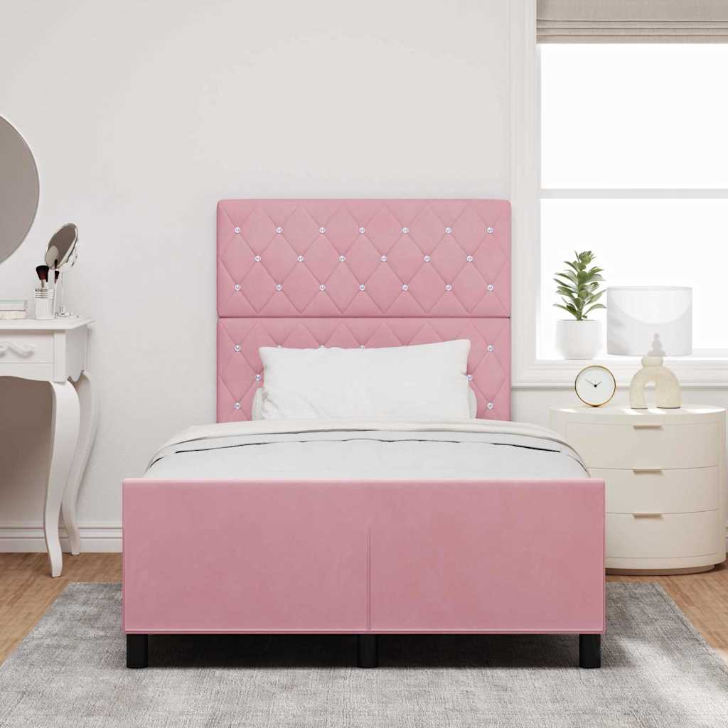 vidaXL Κρεβάτι με ελατήρια με κεφαλάρι Ροζ 120 x 200 cm Βελούδο