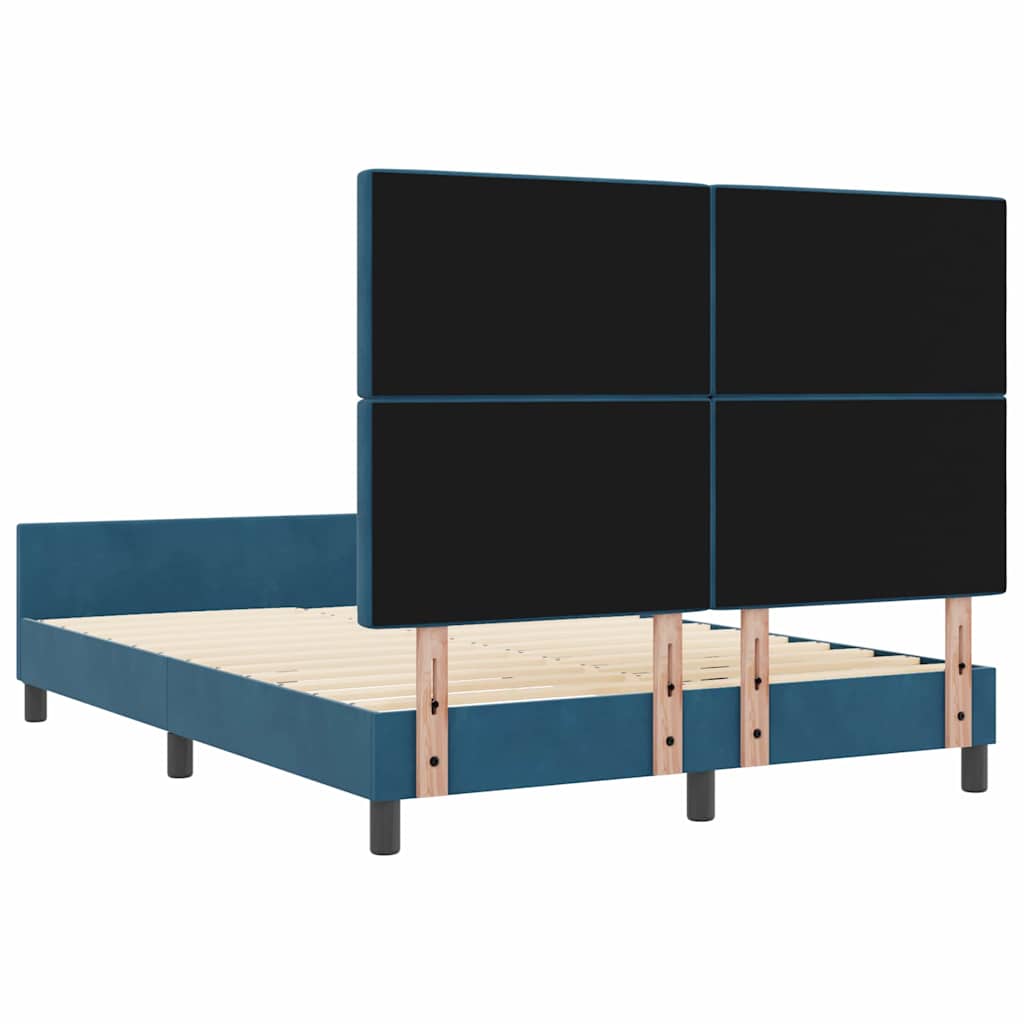 vidaXL Κρεβάτι με ελατήρια Σκούρο Μπλε 140 x 190 cm Βελούδο