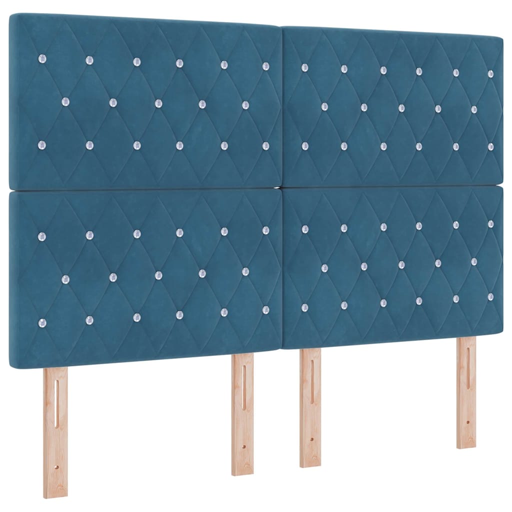 vidaXL Κρεβάτι με ελατήρια Σκούρο Μπλε 140 x 200 cm Βελούδο