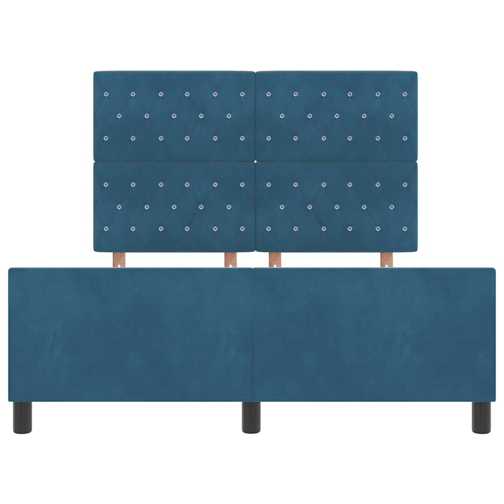 vidaXL Κρεβάτι με ελατήρια Σκούρο Μπλε 140 x 200 cm Βελούδο