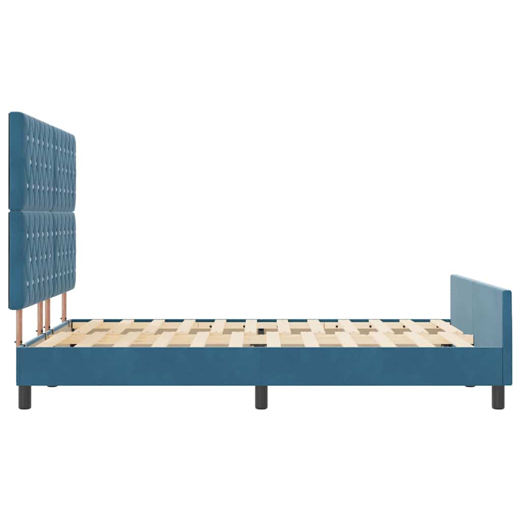 vidaXL Κρεβάτι με ελατήρια Σκούρο Μπλε 140 x 200 cm Βελούδο