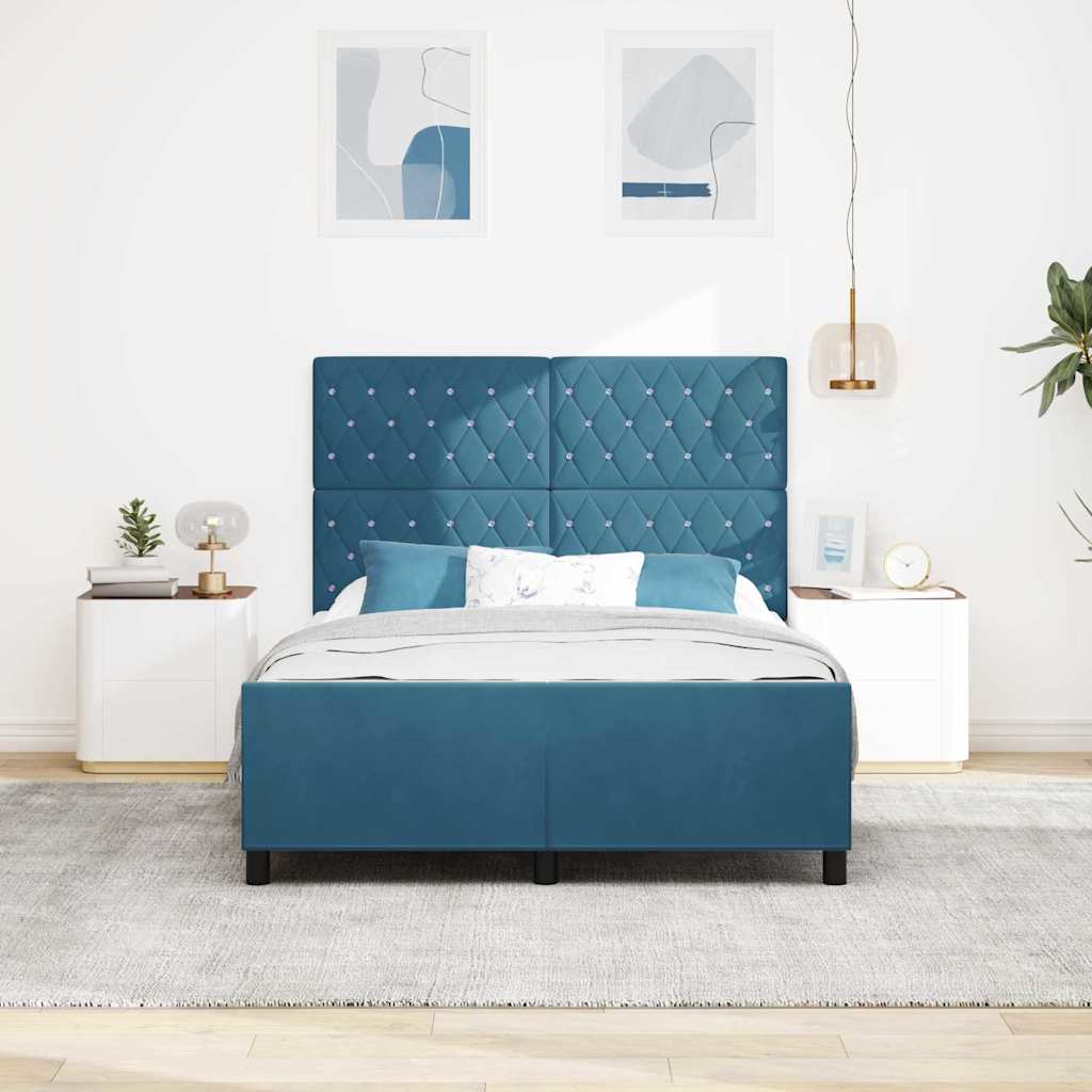 vidaXL Κρεβάτι με ελατήρια Σκούρο Μπλε 160 x 200 cm Βελούδο