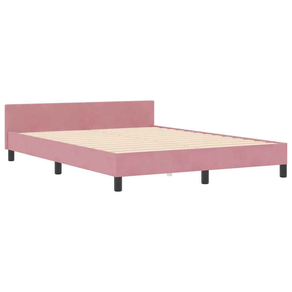 vidaXL Κρεβάτι με ελατήρια με κεφαλάρι Ροζ 160 x 200 cm Βελούδο