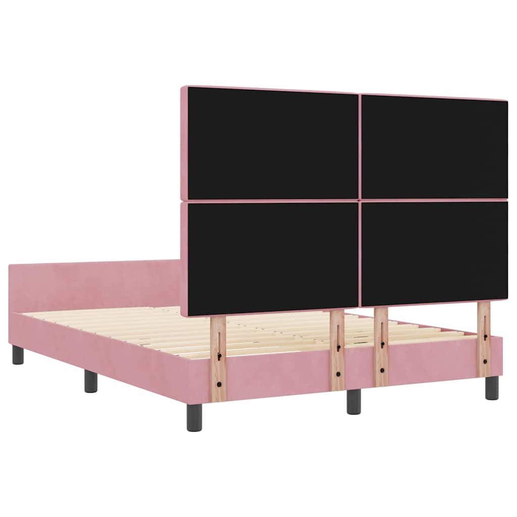 vidaXL Κρεβάτι με ελατήρια με κεφαλάρι Ροζ 160 x 200 cm Βελούδο