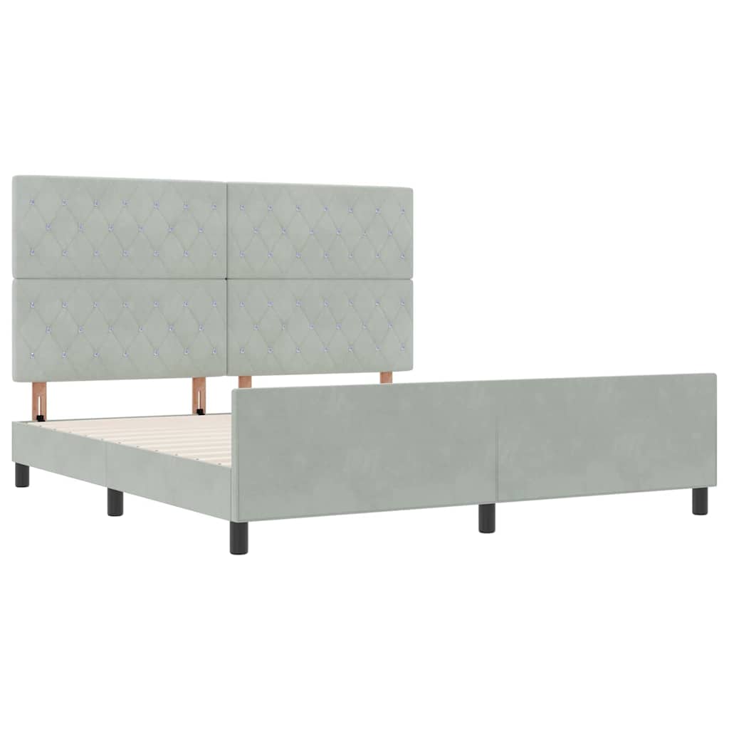 vidaXL Κρεβάτι με ελατήρια Ανοιχτό γκρι 180 x 200 cm Βελούδο