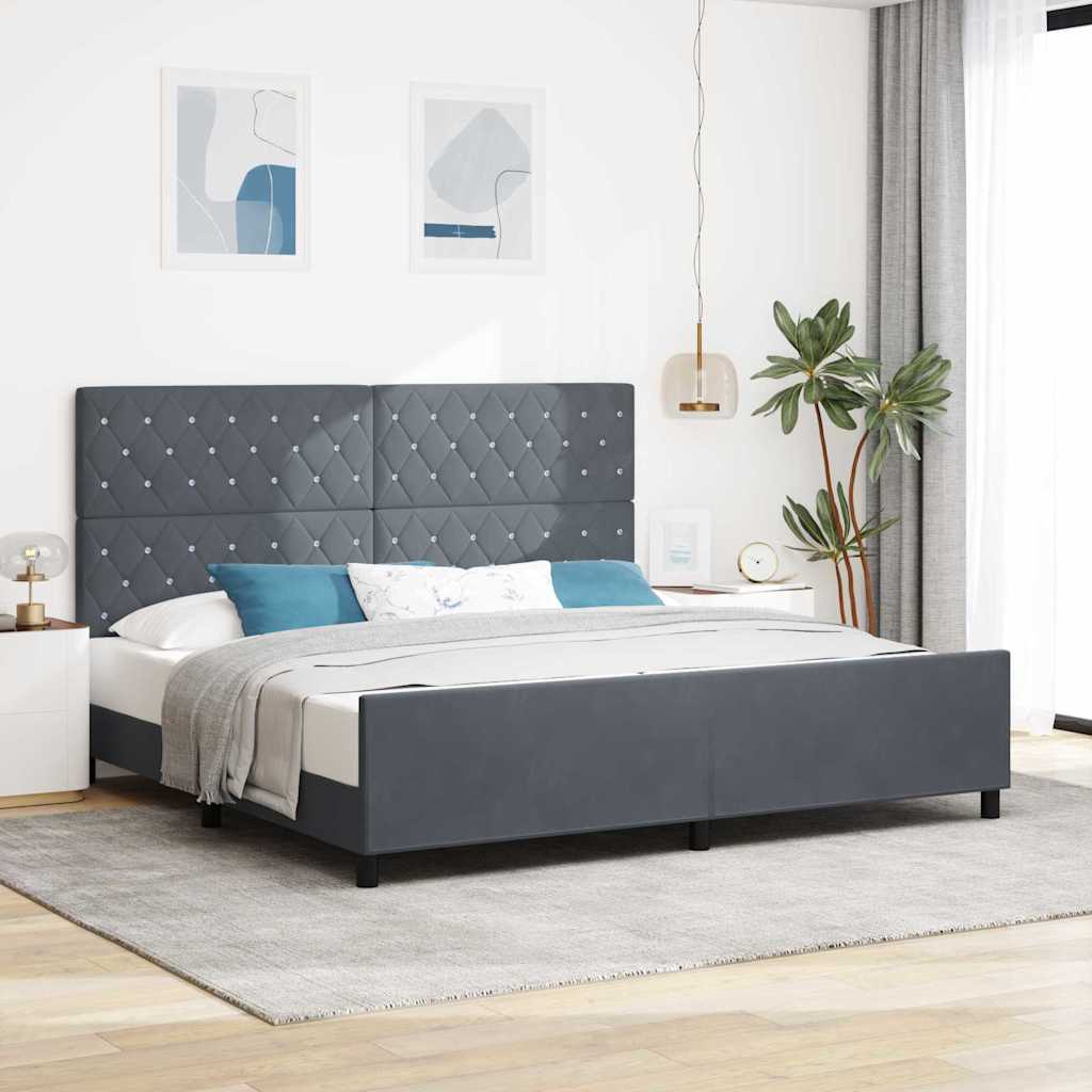 vidaXL Κρεβάτι με ελατήρια Σκούρο γκρι 200 x 200 cm Βελούδο
