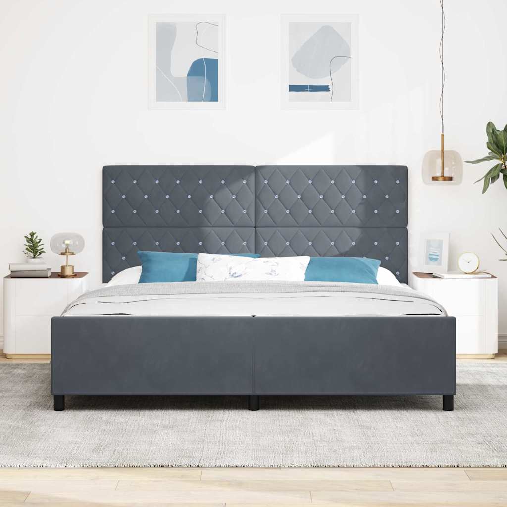 vidaXL Κρεβάτι με ελατήρια Σκούρο γκρι 200 x 200 cm Βελούδο